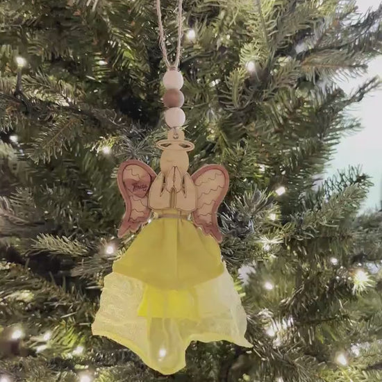 Personalized Memorial Angel Ornament SVG | Laser Cut Angel Ornament with Custom Clothing Piece | Laser Keepsake Angel SVG File