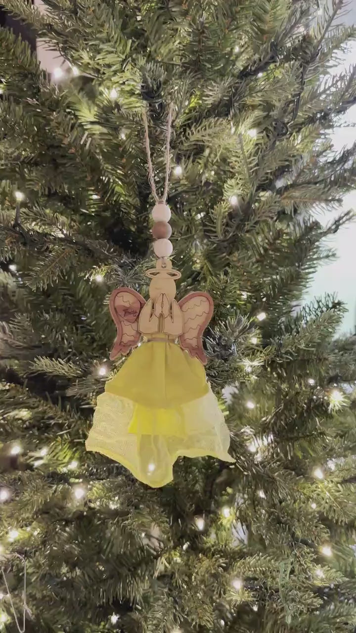 Personalized Memorial Angel Ornament SVG | Laser Cut Angel Ornament with Custom Clothing Piece | Laser Keepsake Angel SVG File