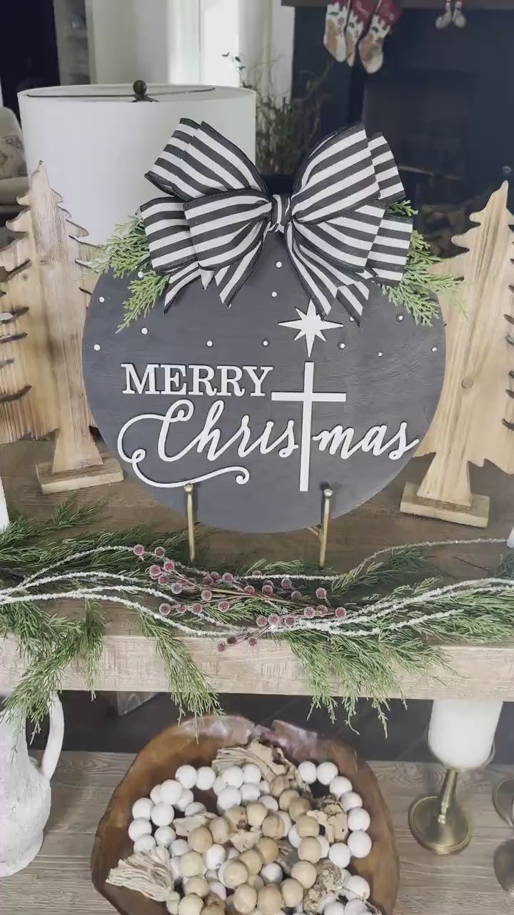 Merry Christmas Cross SVG | Laser Door Hanger Template | Faith-Based Holiday Sign | Jesus Door Hanger SVG | Glowforge Laser Cut File