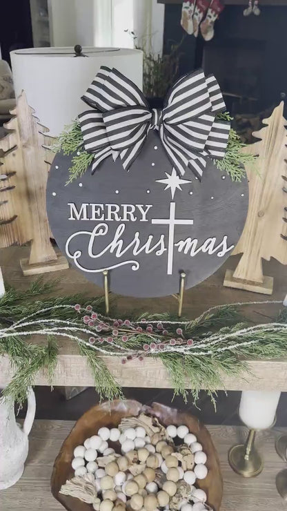 Merry Christmas Cross SVG | Laser Door Hanger Template | Faith-Based Holiday Sign | Jesus Door Hanger SVG | Glowforge Laser Cut File