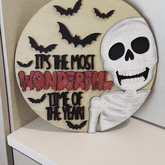 It's the Most Wonderful Time of the Year SVG | Smiling Skeleton, Bats & Dripping Text | Halloween Spin on Classic Holiday | Laser Cut File