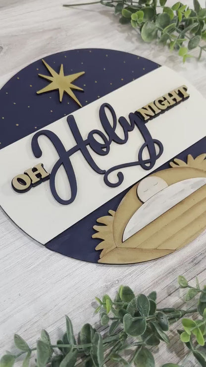 Oh Holy Night SVG – Baby Jesus in Manger with Star of Bethlehem | Religious Christmas Laser Cut Design | Nativity Scene Decor