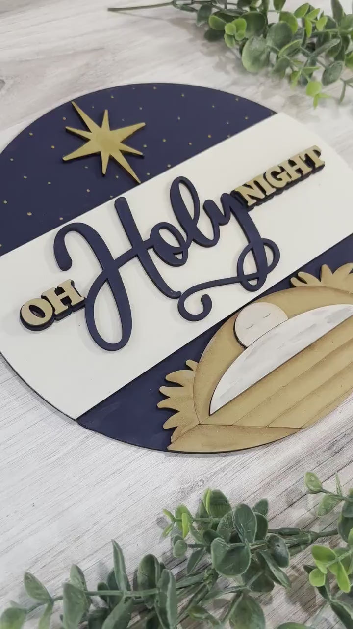 Oh Holy Night SVG – Baby Jesus in Manger with Star of Bethlehem | Religious Christmas Laser Cut Design | Nativity Scene Decor