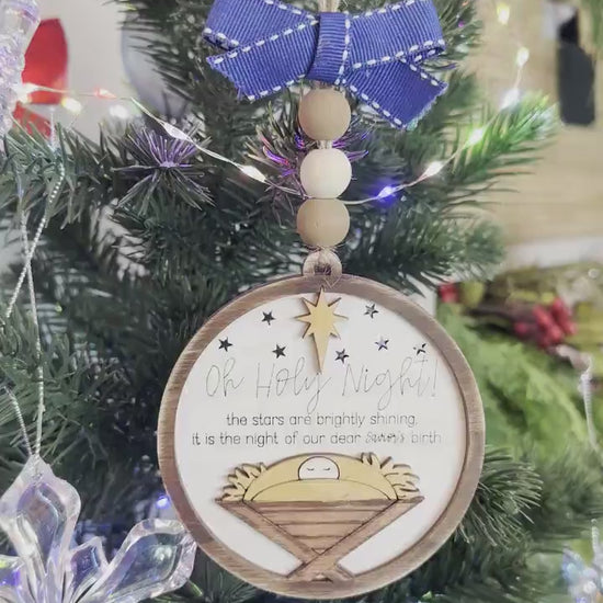Oh Holy Night Nativity Ornament SVG Laser Cut File | Christmas Religious Ornament | DIY Holiday Decor | Glowforge Ready SVG