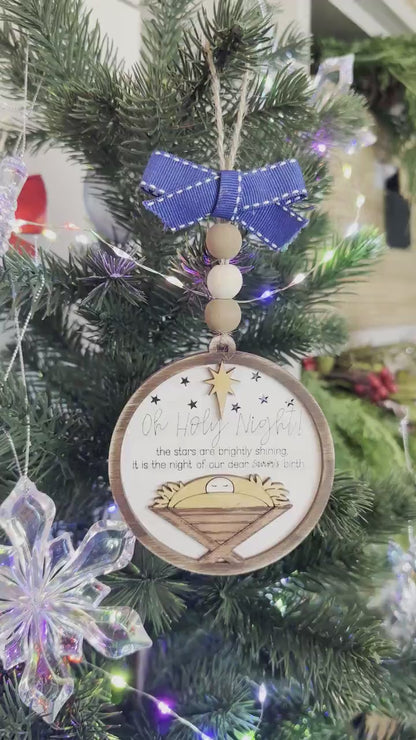 Oh Holy Night Nativity Ornament SVG Laser Cut File | Christmas Religious Ornament | DIY Holiday Decor | Glowforge Ready SVG