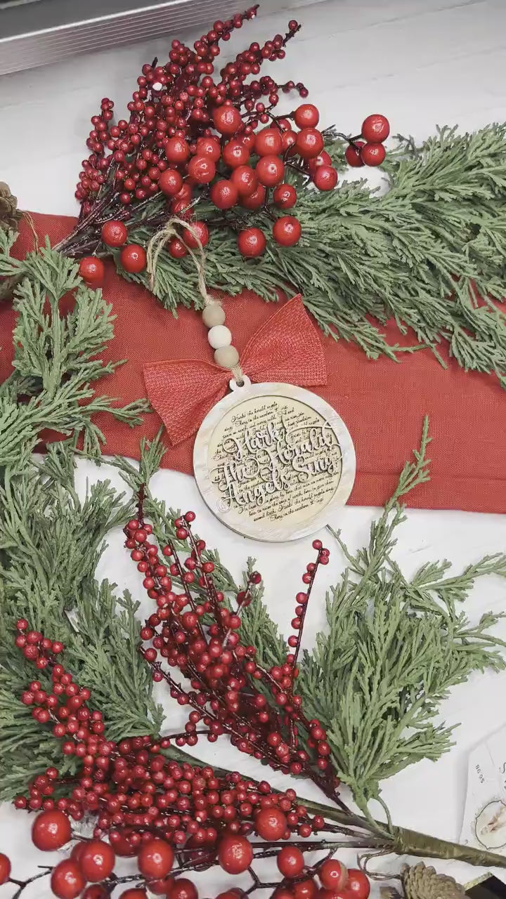 Hark! The Herald Angels Sing Christmas Ornament SVG for Laser Cutting - Elegant Christmas Carol Design | Laser Ornament SVG | Easy Ornament
