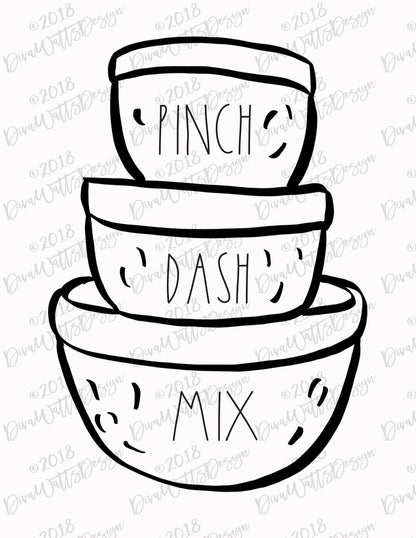 Farmhouse Pottery Printables Set of 4 Instant Download Kitchen Artwork Skinny Font JPG PDF AI Files Included