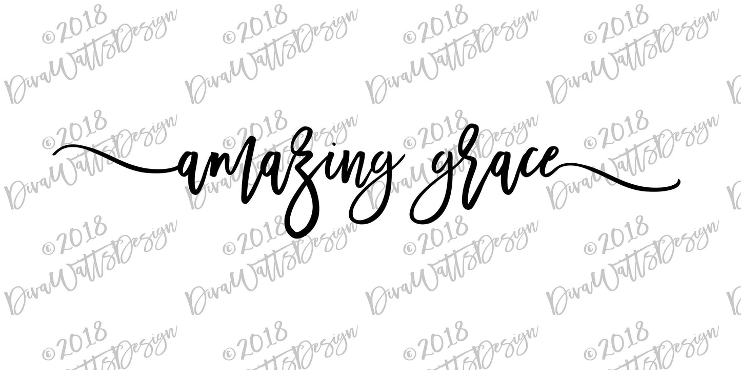 SVG | Amazing Grace | Cutting File | Modern Farmhouse Script with Tails | Vinyl Stencil HTV | Sign Shirt Pillow | PNG | Rustic Vintage