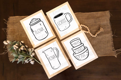 Farmhouse Pottery Printables Set of 4 Instant Download Kitchen Artwork Skinny Font JPG PDF AI Files Included