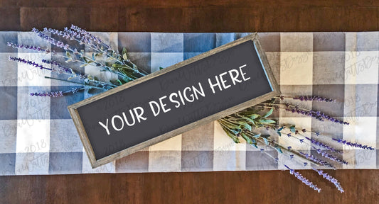 Wood Sign Mock Up Mockup | Farmhouse Style | Greenery | Buffalo Check | Digital | Instant Download | JPG | Product Display | Flat Lay | Prop