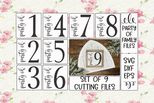 SVG Party Of Number Set | Cutting Files | Family Sign | 1 2 3 4 5 6 7 8 9 | Instant Download | Farmhouse | Rustic | Vintage | Vinyl Stencil
