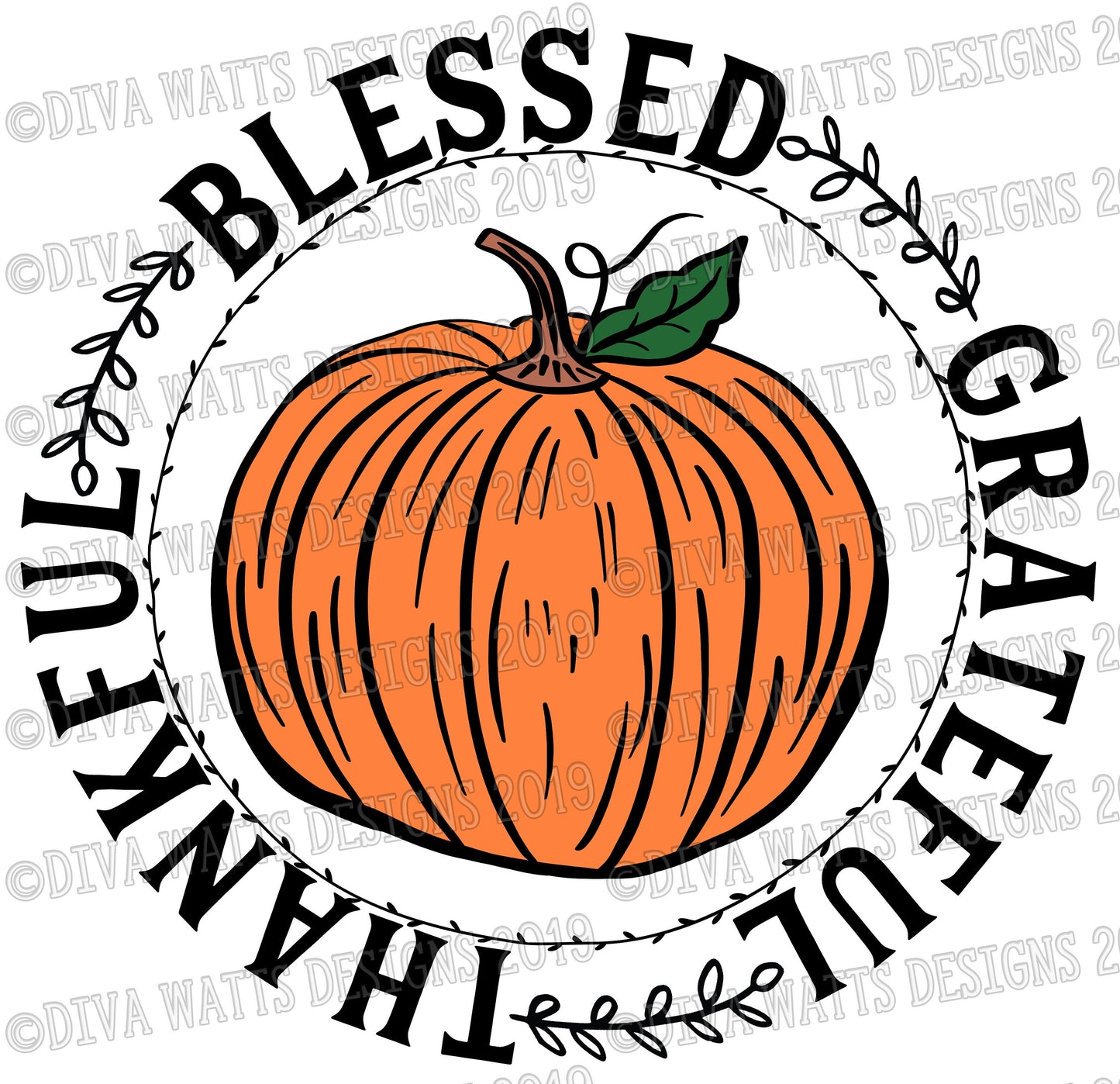 SVG Grateful Thankful Blessed | Thanksgiving | Fall | Autumn | Pumpkin | Wreath | Cutting File Instant Download DXF PNG eps | Vinyl Stencil