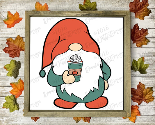 SVG Pumpkin Spice Latte Gnome | DXF PNG | Layered | Instant Download | Farmhouse Rustic | Halloween Fall Autumn | Coffee | Cutting File jpg