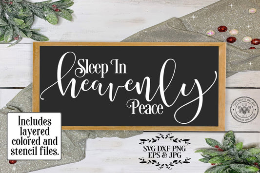 SVG Sleep In Heavenly Peace | Silent Night | Christmas Cutting File | DXF PNG eps jpg | Farmhouse Rustic Sign | Vinyl Stencil htv | Hymn