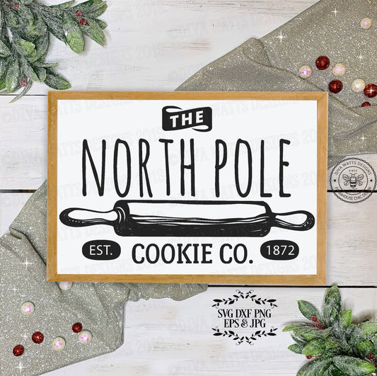SVG North Pole Cookie Co | Bakery | Christmas Sign | Cutting File | Instant Download | DXF PNG eps jpg | Vinyl Stencil htv | Holiday Cookies