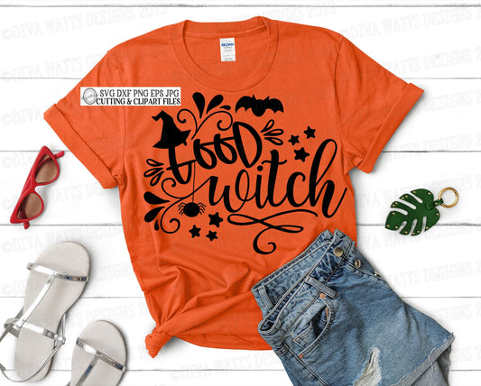 SVG Good Witch | Halloween Cutting File | Bad | Instant Download | Vinyl Stencil htv | DXF PNG eps jpg | T-Shirt | Sign | Fall | Spider Bat