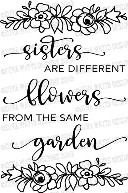 SVG Sisters Are Different Flowers from the Same Garden | Cutting File | Floral Roses | Instant Download DXF PNG jpg eps | vinyl stencil htv