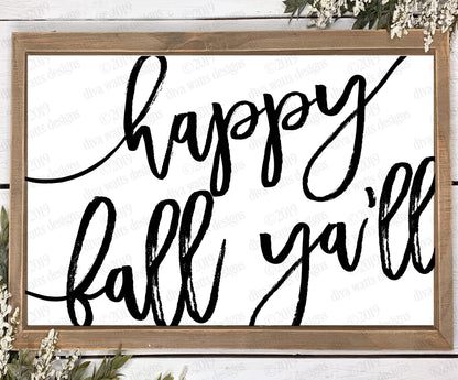 SVG Happy Fall Ya'll | Autumn | Halloween | Cutting File | DXF PNG eps | Instant Download | Vinyl Stencil | Rough & Clean Text Oversized