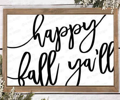 SVG Happy Fall Ya'll | Autumn | Halloween | Cutting File | DXF PNG eps | Instant Download | Vinyl Stencil | Rough & Clean Text Oversized