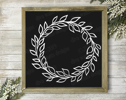 SVG Clipart Farmhouse Wreath | DXF PNG jpg eps | Instant Download Cutting File | Vinyl Stencil | Paper Projects | Signs | Rustic | Vintage