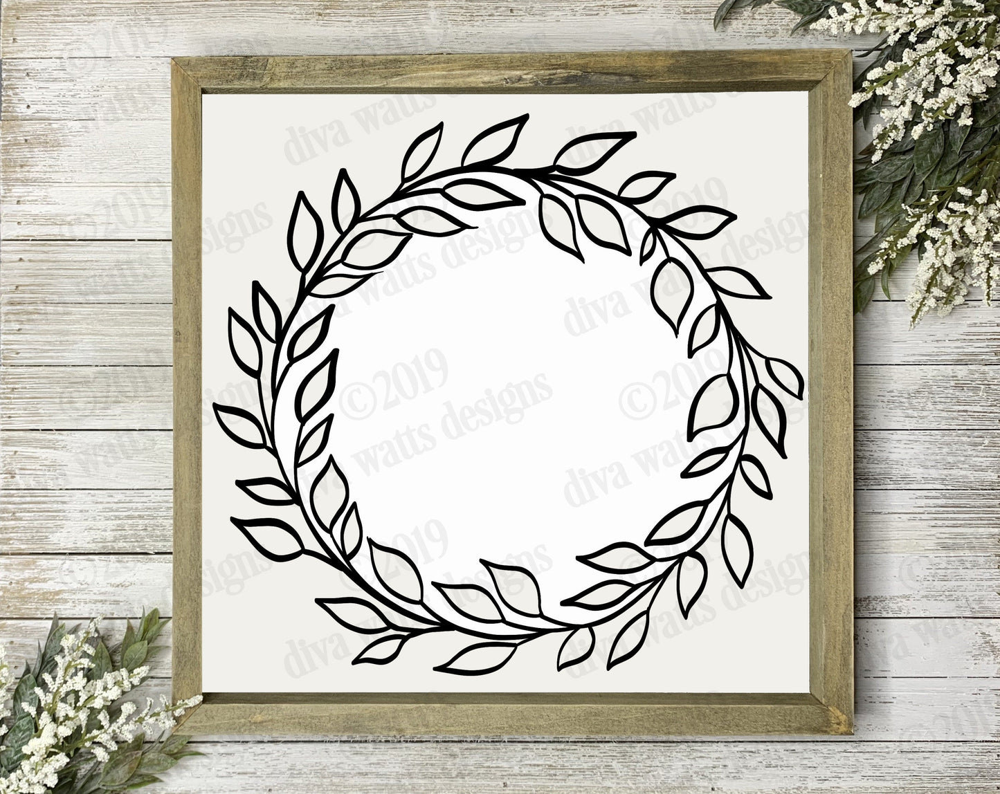 SVG Clipart Farmhouse Wreath | DXF PNG jpg eps | Instant Download Cutting File | Vinyl Stencil | Paper Projects | Signs | Rustic | Vintage