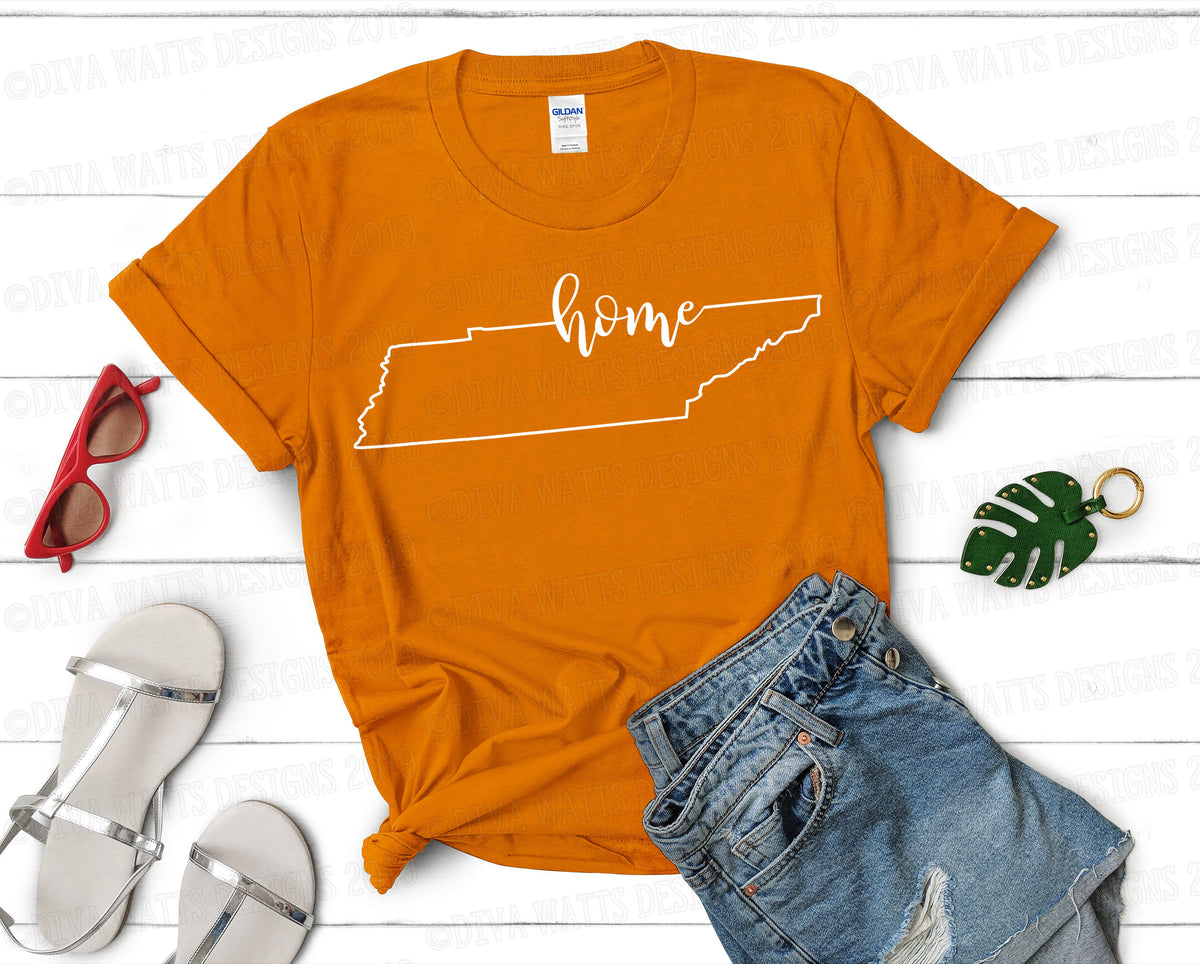 SVG Tennessee Home | Cutting File | State | DXF PNG eps jpg | Instant Download | Sign T-Shirt | Vinyl Stencil htv | Bouncy Script Font