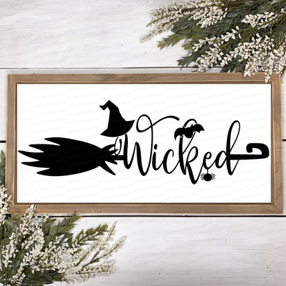 SVG Wicked | Cutting File | Halloween Broom Witch Hat Bat Spider | DXF png jpg eps | Instant Download | Shirt Sign | Fall Autumn Spooky