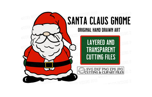 SVG Santa Claus Gnome | Cutting File | St. Nick Kris Kringle | Layered | DXF | Shirt Sign | Vinyl Stencil HTV | Instant Download | Christmas