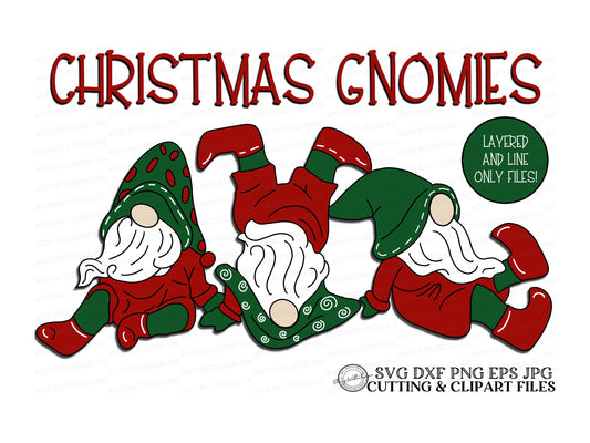 SVG Christmas Gnomes Gnomies | Cutting File | PNG eps dxf Vinyl Stencil htv | Merry | Shirt Sign Pillow | Layered | Line Only | JPG clipart