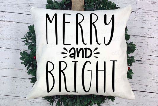 SVG Merry and Bright | Cutting File | Christmas Holiday DXF PNG jpg eps | Sign | Farmhouse Rustic  Vintage Style | Skinny Letters