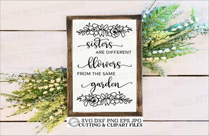SVG Sisters Are Different Flowers from the Same Garden | Cutting File | Floral Roses | Instant Download DXF PNG jpg eps | vinyl stencil htv