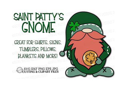 SVG St. Patrick's Day Gnome | Cutting File | Saint Patty's | Leprechaun Lucky | Vinyl Stencil HTV | DXF png eps ai jpg | shirt sign tumbler