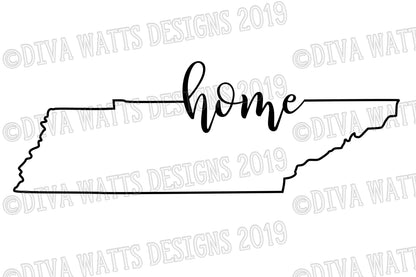 SVG Tennessee Home | Cutting File | State | DXF PNG eps jpg | Instant Download | Sign T-Shirt | Vinyl Stencil htv | Bouncy Script Font