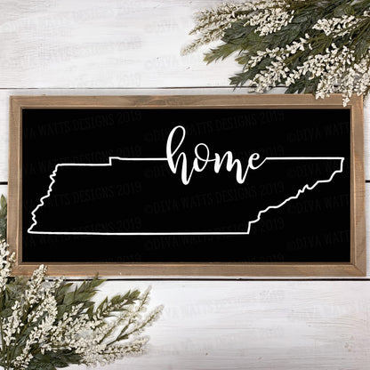 SVG Tennessee Home | Cutting File | State | DXF PNG eps jpg | Instant Download | Sign T-Shirt | Vinyl Stencil htv | Bouncy Script Font