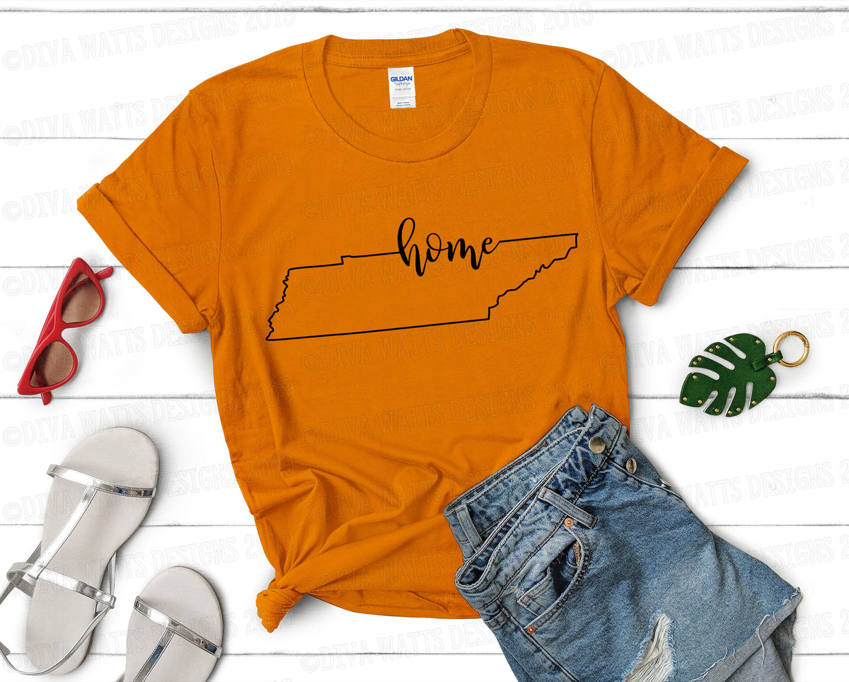 SVG Tennessee Home | Cutting File | State | DXF PNG eps jpg | Instant Download | Sign T-Shirt | Vinyl Stencil htv | Bouncy Script Font