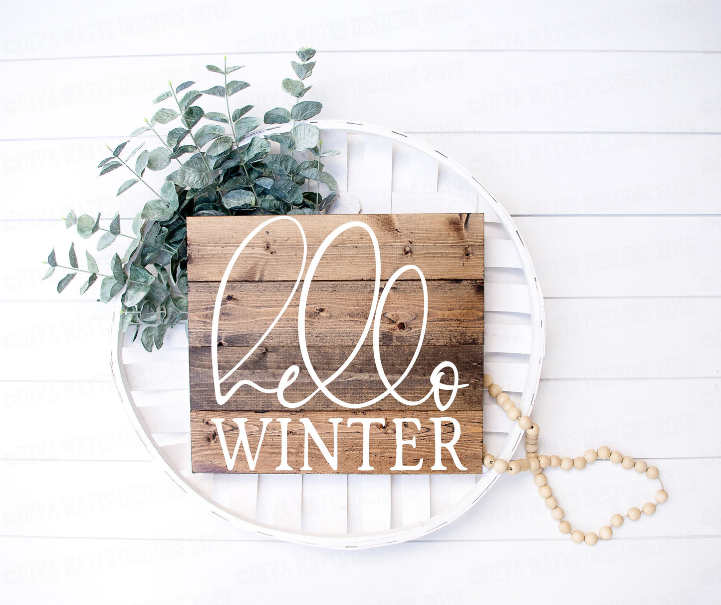 SVG Hello Winter | Cutting File | Christmas | Holiday Season | Square | Farmhouse  | Vinyl Stencil HTV | DXF png eps jpg