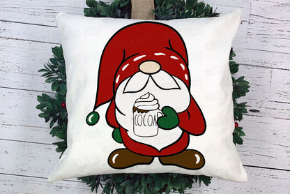 SVG Hot Cocoa Gnome | Cutting File | Christmas Holiday | Farmhouse  | Skinny Font | Lumpy Mug | Vinyl Stencil HTV | DXF png jpg