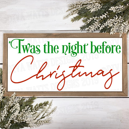 SVG 'Twas The Night Before Christmas | Cutting File | DXF PNG eps jpg | Farmhouse  Sign | Instant Download | Merry Christmas