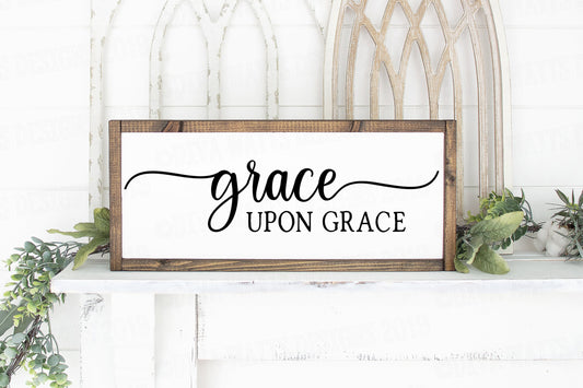 SVG Grace Upon Grace | Cutting File | Farmhouse  Style Sign | Vinyl Stencil HTV | dxf png eps | Christian Home | Script Cut File