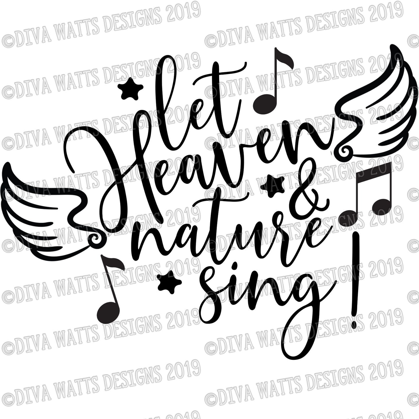 SVG Let Heaven and Nature Sing | Cutting File | Joy To The World | Angel Wings | Christmas | Hymn Song Carol | Vinyl Stencil htv | dxf png
