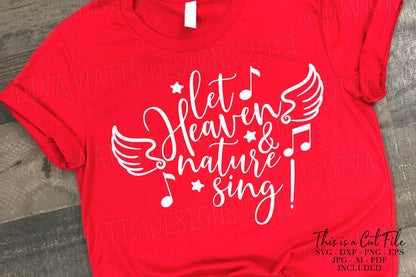 SVG Let Heaven and Nature Sing | Cutting File | Joy To The World | Angel Wings | Christmas | Hymn Song Carol | Vinyl Stencil htv | dxf png