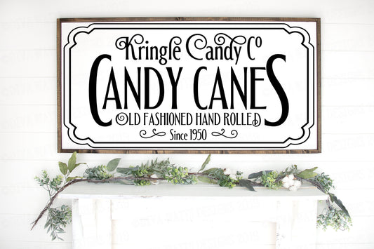 SVG Kringle Candy Co | Cutting File | Candy Canes | Old Fashioned Hand Rolled | Since 1950 | Christmas Farmhouse Sign | Vinyl Stencil dxf