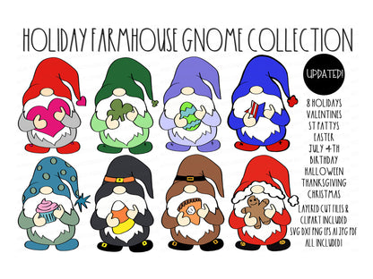 SVG Farmhouse Gnome Holiday Collection | Cutting Files | Clipart | Vinyl Stencil htv | dxf png eps jpg eps pdf | Christmas Birthday & More