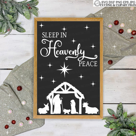 SVG Sleep In Heavenly Peace | Silent Night | Christmas Cutting File | Nativity Scene Jesus Star | DXF PNG eps jpg | Vinyl Stencil htv | Sign