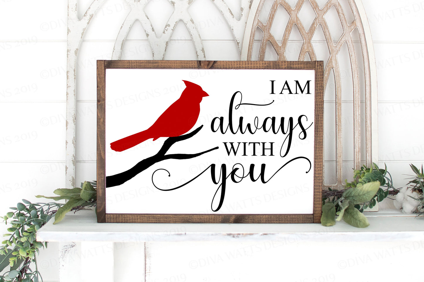 I am Always With You SVG | Red Cardinal SVG | Memorial SVG | Christmas Ornament svg | Farmhouse Sign | dxf and more! | Printable