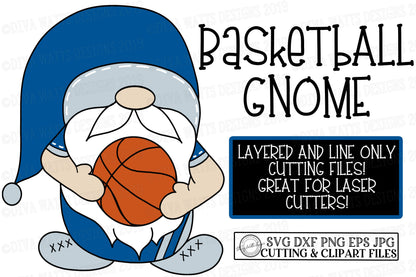 SVG Basketball Gnome | Cutting File | Customize with your team colors and logo | DXF PNG eps jpg | Instant Download | Layered and Line Only