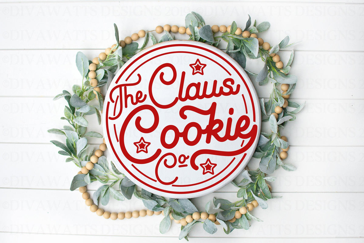 SVG The Claus Cookie Co | Cutting File | Retro Vintage Circle Round Circular | Sign Shirt Tumbler | Vinyl Stencil HTV | dxf png Christmas