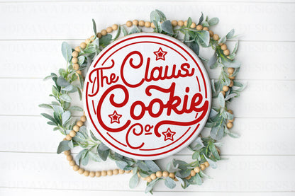 SVG The Claus Cookie Co | Cutting File | Retro Vintage Circle Round Circular | Sign Shirt Tumbler | Vinyl Stencil HTV | dxf png Christmas
