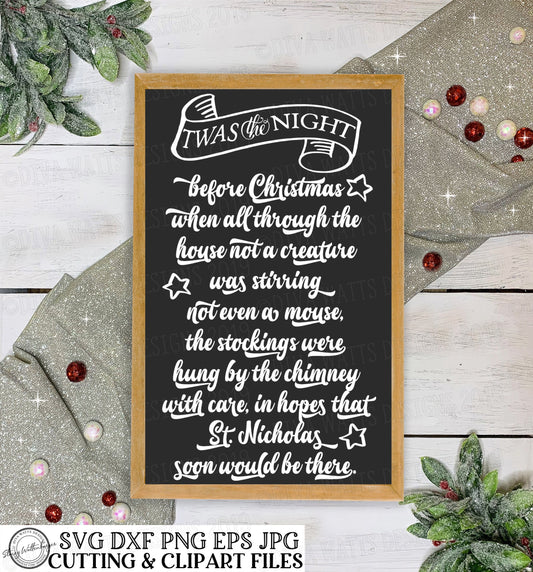 SVG Twas The Night Before Christmas | Sign | DXF png jpg eps | Vinyl Stencil htv | St. Nicholas Santa