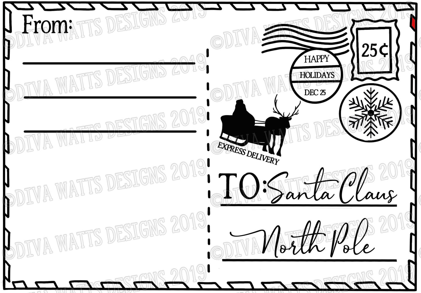 SVG Letter to Santa Postcard | Christmas Cutting File | Customize Personalize Instant Download | Family Address | Sign | Vinyl Stencil htv